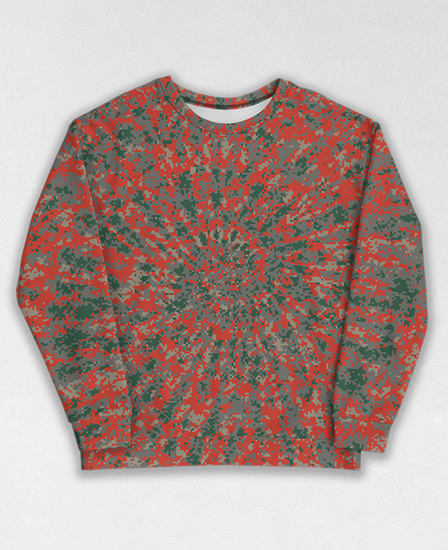 Tie-Dye-Camo Sweatshirt #1233. All over print, precision-cut, and hand-sewn. Super comfortable poly-cotton blend original Digital Camouflage designs by Dan Ellis vague.paris