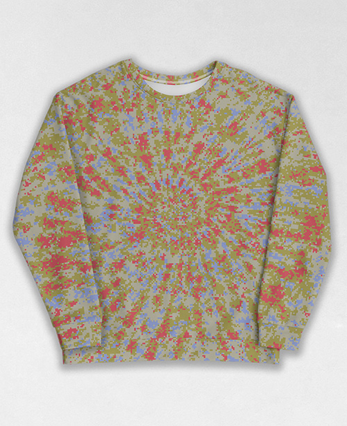 Tie-Dye-Camo Sweatshirt #1235. All over print, precision-cut, and hand-sewn. Super comfortable poly-cotton blend original Digital Camouflage designs by Dan Ellis vague.paris