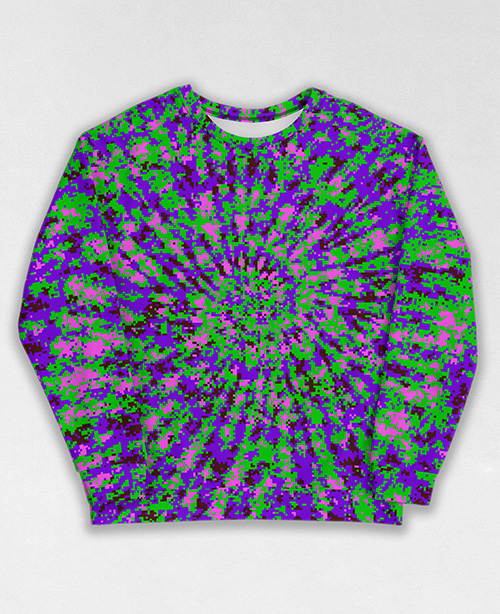 Tie-Dye-Camo Sweatshirt #1237. All over print, precision-cut, and hand-sewn. Super comfortable poly-cotton blend original Digital Camouflage designs by Dan Ellis vague.paris