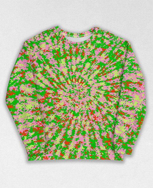 Tie-Dye-Camo Sweatshirt #1246. All over print, precision-cut, and hand-sewn. Super comfortable poly-cotton blend original Digital Camouflage designs by Dan Ellis vague.paris