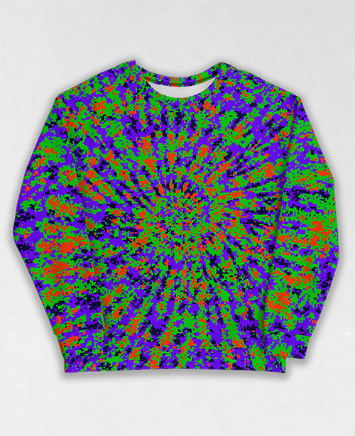 Tie-Dye-Camo Sweatshirt #1261. All over print, precision-cut, and hand-sewn. Super comfortable poly-cotton blend original Digital Camouflage designs by Dan Ellis vague.paris