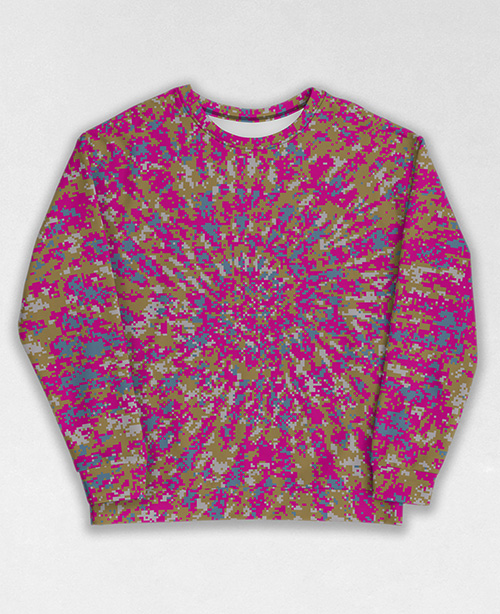 Tie-Dye-Camo Sweatshirt #1267. All over print, precision-cut, and hand-sewn. Super comfortable poly-cotton blend original Digital Camouflage designs by Dan Ellis vague.paris