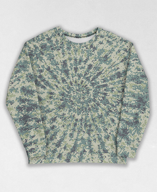 Tie-Dye-Camo Sweatshirt #1269. All over print, precision-cut, and hand-sewn. Super comfortable poly-cotton blend original Digital Camouflage designs by Dan Ellis vague.paris