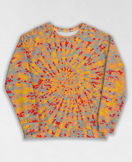 Tie-Dye-Camo Sweatshirt #1271. All over print, precision-cut, and hand-sewn. Super comfortable poly-cotton blend original Digital Camouflage designs by Dan Ellis vague.paris