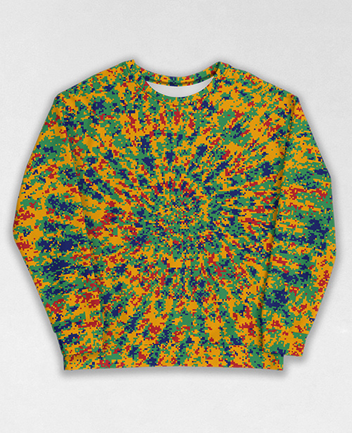 Tie-Dye-Camo Sweatshirt #1273. All over print, precision-cut, and hand-sewn. Super comfortable poly-cotton blend original Digital Camouflage designs by Dan Ellis vague.paris