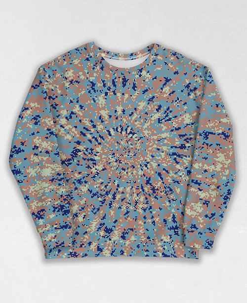 Tie-Dye-Camo Sweatshirt #1277. All over print, precision-cut, and hand-sewn. Super comfortable poly-cotton blend original Digital Camouflage designs by Dan Ellis vague.paris