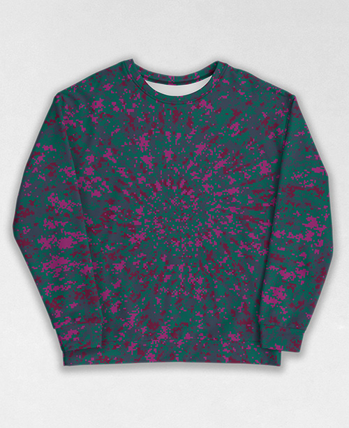 Tie-Dye-Camo Sweatshirt #1281. All over print, precision-cut, and hand-sewn. Super comfortable poly-cotton blend original Digital Camouflage designs by Dan Ellis vague.paris