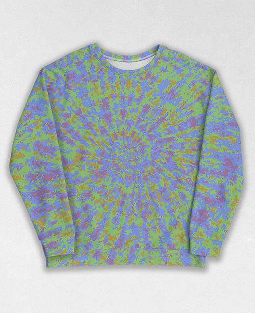 Tie-Dye-Camo Sweatshirt #1283. All over print, precision-cut, and hand-sewn. Super comfortable poly-cotton blend original Digital Camouflage designs by Dan Ellis vague.paris