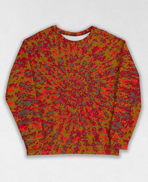 Tie-Dye-Camo Sweatshirt #1287. All over print, precision-cut, and hand-sewn. Super comfortable poly-cotton blend original Digital Camouflage designs by Dan Ellis vague.paris