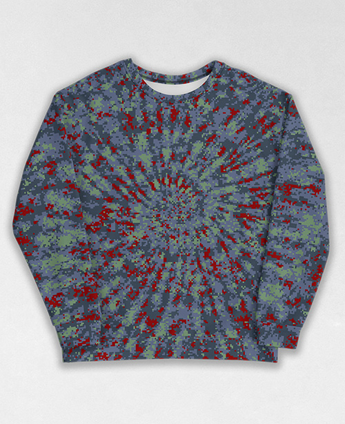 Tie-Dye-Camo Sweatshirt #1288. All over print, precision-cut, and hand-sewn. Super comfortable poly-cotton blend original Digital Camouflage designs by Dan Ellis vague.paris