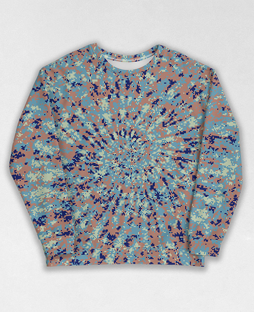 Tie-Dye-Camo Sweatshirt #1292. All over print, precision-cut, and hand-sewn. Super comfortable poly-cotton blend original Digital Camouflage designs by Dan Ellis vague.paris