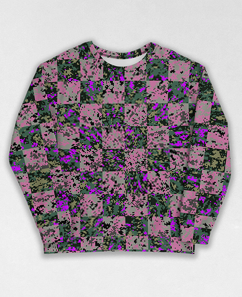 Tie-Dye-Camo Sweatshirt #1294. All over print, precision-cut, and hand-sewn. Super comfortable poly-cotton blend original Digital Camouflage designs by Dan Ellis vague.paris