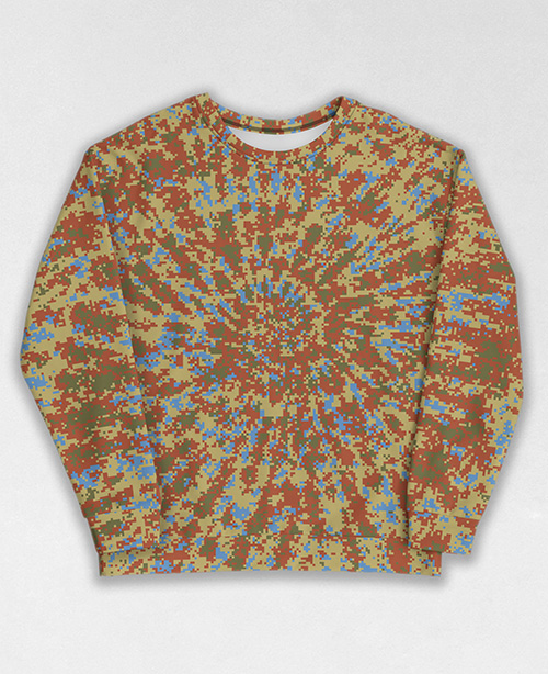 Tie-Dye-Camo Sweatshirt #1295. All over print, precision-cut, and hand-sewn. Super comfortable poly-cotton blend original Digital Camouflage designs by Dan Ellis vague.paris