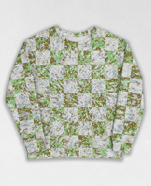 Tie-Dye-Camo Sweatshirt #1304. All over print, precision-cut, and hand-sewn. Super comfortable poly-cotton blend original Digital Camouflage designs by Dan Ellis vague.paris