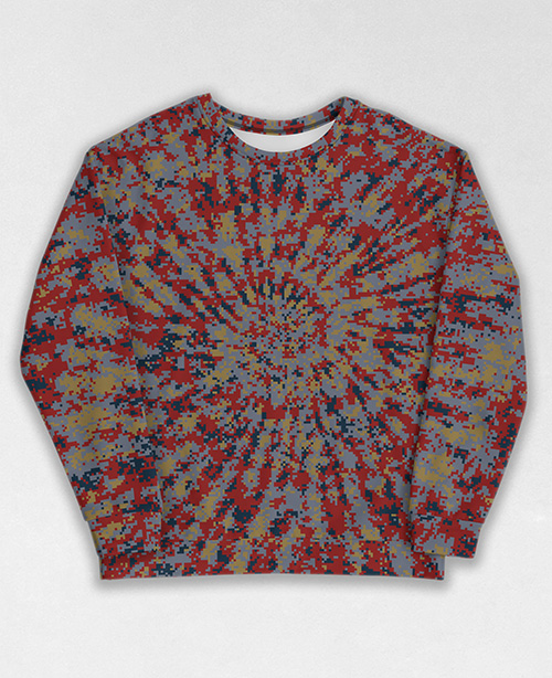 Tie-Dye-Camo Sweatshirt #1306. All over print, precision-cut, and hand-sewn. Super comfortable poly-cotton blend original Digital Camouflage designs by Dan Ellis vague.paris