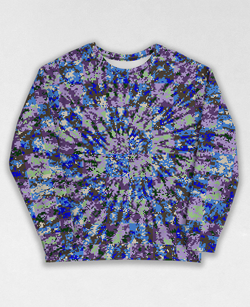 Tie-Dye-Camo Sweatshirt #1309. All over print, precision-cut, and hand-sewn. Super comfortable poly-cotton blend original Digital Camouflage designs by Dan Ellis vague.paris