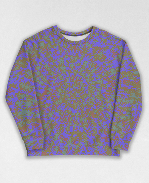 Tie-Dye-Camo Sweatshirt #1310. All over print, precision-cut, and hand-sewn. Super comfortable poly-cotton blend original Digital Camouflage designs by Dan Ellis vague.paris