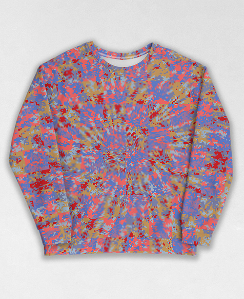 Tie-Dye-Camo Sweatshirt #1315. All over print, precision-cut, and hand-sewn. Super comfortable poly-cotton blend original Digital Camouflage designs by Dan Ellis vague.paris