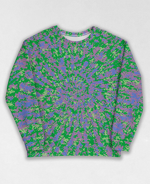 Tie-Dye-Camo Sweatshirt #1316. All over print, precision-cut, and hand-sewn. Super comfortable poly-cotton blend original Digital Camouflage designs by Dan Ellis vague.paris