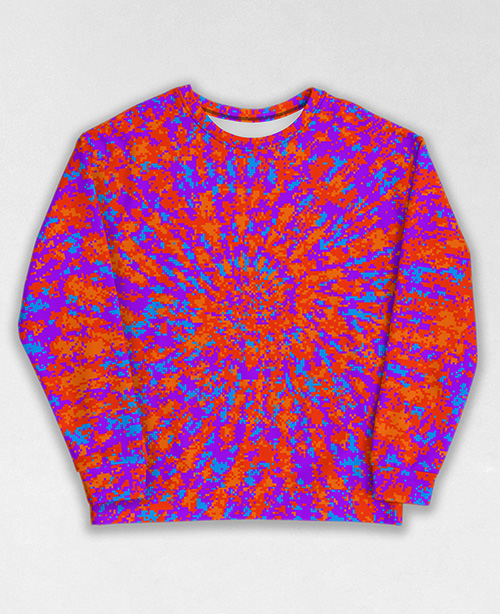 Tie-Dye-Camo Sweatshirt #1319. All over print, precision-cut, and hand-sewn. Super comfortable poly-cotton blend original Digital Camouflage designs by Dan Ellis vague.paris