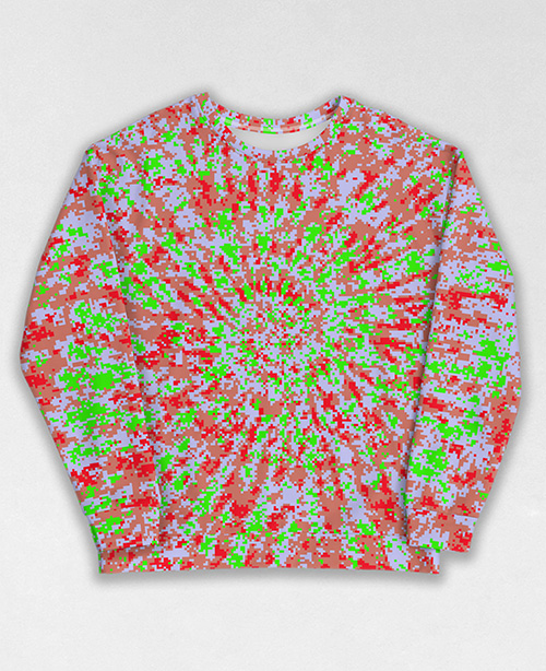 Tie-Dye-Camo Sweatshirt #1320. All over print, precision-cut, and hand-sewn. Super comfortable poly-cotton blend original Digital Camouflage designs by Dan Ellis vague.paris