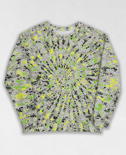 Tie-Dye-Camo Sweatshirt #1325. All over print, precision-cut, and hand-sewn. Super comfortable poly-cotton blend original Digital Camouflage designs by Dan Ellis vague.paris