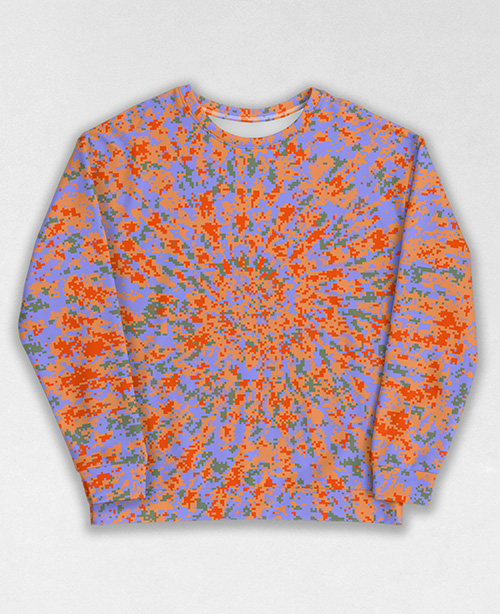 Tie-Dye-Camo Sweatshirt #1333. All over print, precision-cut, and hand-sewn. Super comfortable poly-cotton blend original Digital Camouflage designs by Dan Ellis vague.paris