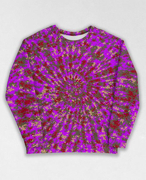 Tie-Dye-Camo Sweatshirt #1334. All over print, precision-cut, and hand-sewn. Super comfortable poly-cotton blend original Digital Camouflage designs by Dan Ellis vague.paris