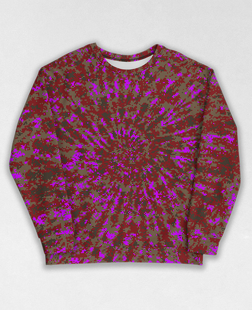 Tie-Dye-Camo Sweatshirt #1336. All over print, precision-cut, and hand-sewn. Super comfortable poly-cotton blend original Digital Camouflage designs by Dan Ellis vague.paris