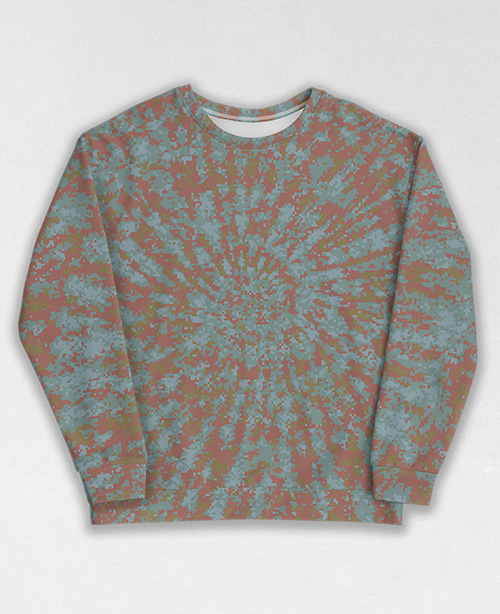 Tie-Dye-Camo Sweatshirt #1337. All over print, precision-cut, and hand-sewn. Super comfortable poly-cotton blend original Digital Camouflage designs by Dan Ellis vague.paris