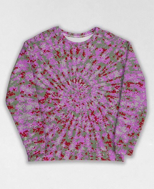 Tie-Dye-Camo Sweatshirt #1341. All over print, precision-cut, and hand-sewn. Super comfortable poly-cotton blend original Digital Camouflage designs by Dan Ellis vague.paris