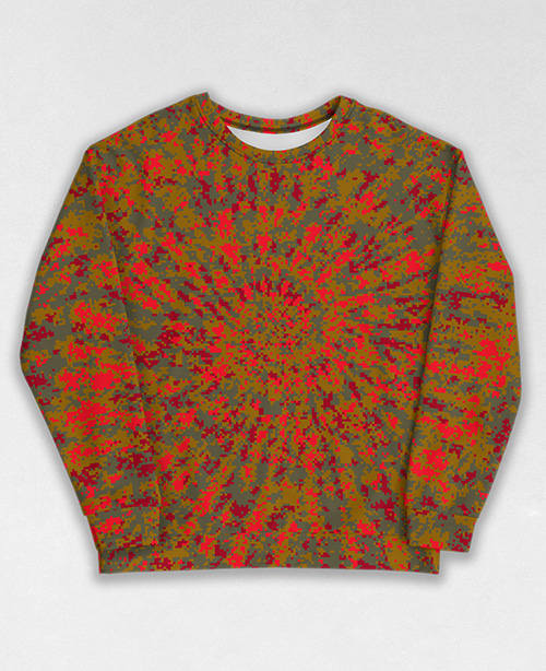 Tie-Dye-Camo Sweatshirt #1351. All over print, precision-cut, and hand-sewn. Super comfortable poly-cotton blend original Digital Camouflage designs by Dan Ellis vague.paris