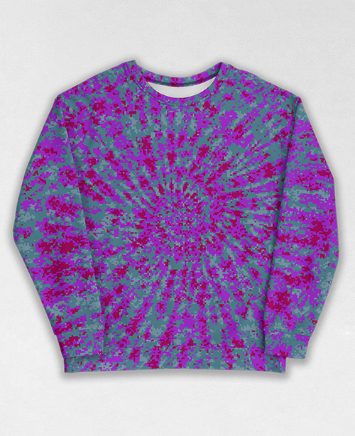 Tie-Dye-Camo Sweatshirt #1353. All over print, precision-cut, and hand-sewn. Super comfortable poly-cotton blend original Digital Camouflage designs by Dan Ellis vague.paris