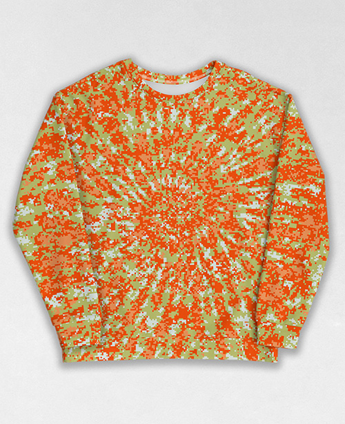 Tie-Dye-Camo Sweatshirt #1357. All over print, precision-cut, and hand-sewn. Super comfortable poly-cotton blend original Digital Camouflage designs by Dan Ellis vague.paris