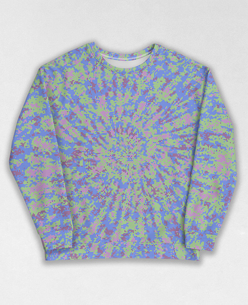 Tie-Dye-Camo Sweatshirt #1359. All over print, precision-cut, and hand-sewn. Super comfortable poly-cotton blend original Digital Camouflage designs by Dan Ellis vague.paris