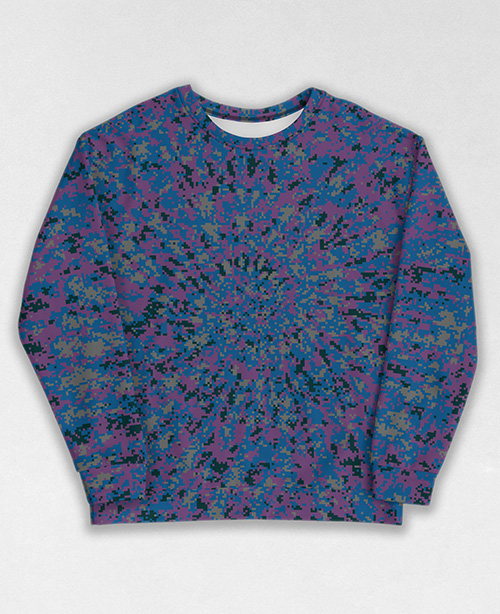 Tie-Dye-Camo Sweatshirt #1361. All over print, precision-cut, and hand-sewn. Super comfortable poly-cotton blend original Digital Camouflage designs by Dan Ellis vague.paris