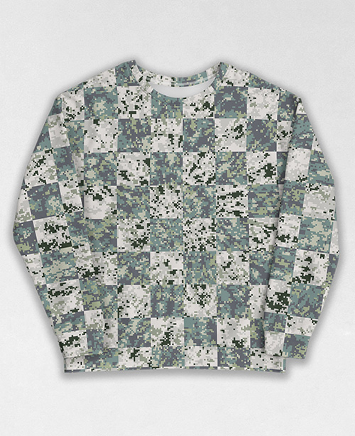 Tie-Dye-Camo Sweatshirt #1366. All over print, precision-cut, and hand-sewn. Super comfortable poly-cotton blend original Digital Camouflage designs by Dan Ellis vague.paris