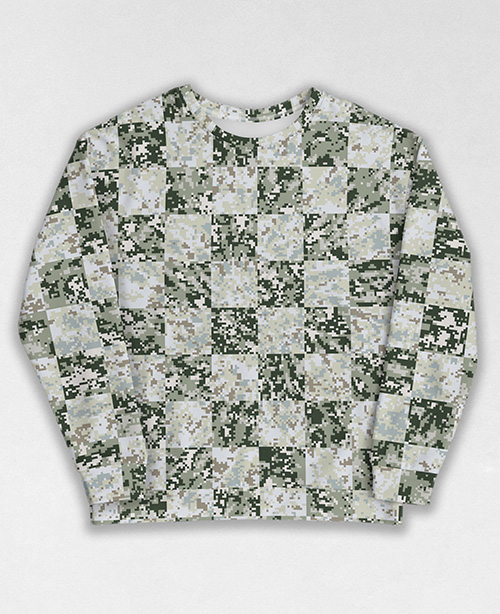 Tie-Dye-Camo Sweatshirt #1369. All over print, precision-cut, and hand-sewn. Super comfortable poly-cotton blend original Digital Camouflage designs by Dan Ellis vague.paris