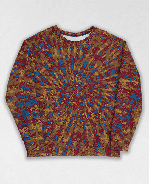 Tie-Dye-Camo Sweatshirt #1371. All over print, precision-cut, and hand-sewn. Super comfortable poly-cotton blend original Digital Camouflage designs by Dan Ellis vague.paris