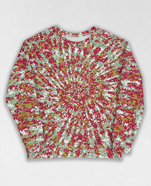 Tie-Dye-Camo Sweatshirt #1374. All over print, precision-cut, and hand-sewn. Super comfortable poly-cotton blend original Digital Camouflage designs by Dan Ellis vague.paris