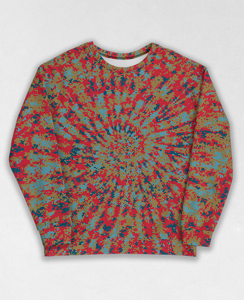 Tie-Dye-Camo Sweatshirt #1376. All over print, precision-cut, and hand-sewn. Super comfortable poly-cotton blend original Digital Camouflage designs by Dan Ellis vague.paris