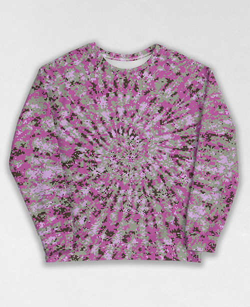 Tie-Dye-Camo Sweatshirt #1377. All over print, precision-cut, and hand-sewn. Super comfortable poly-cotton blend original Digital Camouflage designs by Dan Ellis vague.paris