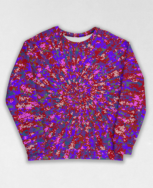 Tie-Dye-Camo Sweatshirt #1391. All over print, precision-cut, and hand-sewn. Super comfortable poly-cotton blend original Digital Camouflage designs by Dan Ellis vague.paris