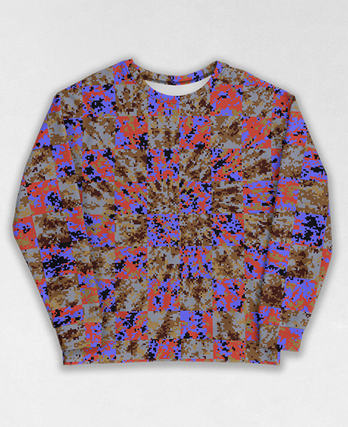 Tie-Dye-Camo Sweatshirt #1392. All over print, precision-cut, and hand-sewn. Super comfortable poly-cotton blend original Digital Camouflage designs by Dan Ellis vague.paris