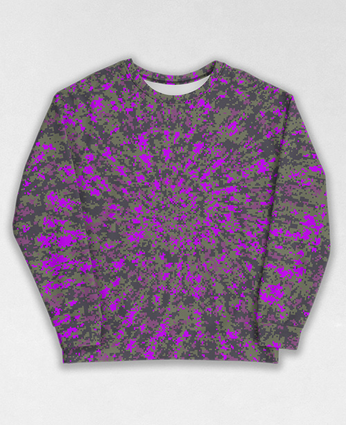 Tie-Dye-Camo Sweatshirt #1401. All over print, precision-cut, and hand-sewn. Super comfortable poly-cotton blend original Digital Camouflage designs by Dan Ellis vague.paris