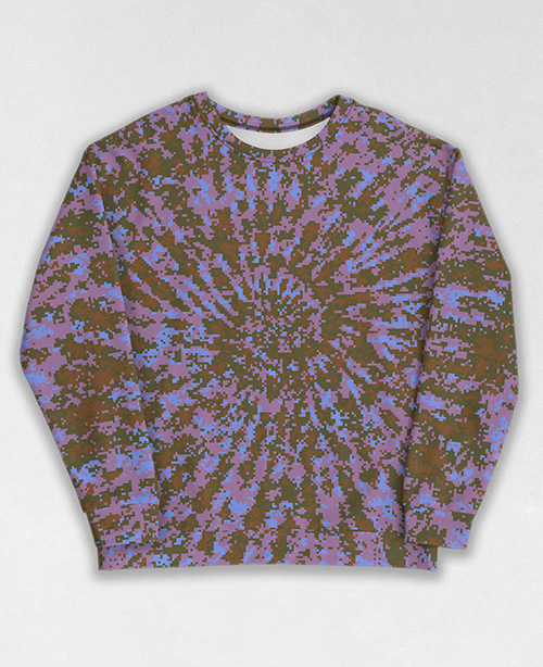 Tie-Dye-Camo Sweatshirt #1402. All over print, precision-cut, and hand-sewn. Super comfortable poly-cotton blend original Digital Camouflage designs by Dan Ellis vague.paris