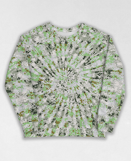 Tie-Dye-Camo Sweatshirt #1403. All over print, precision-cut, and hand-sewn. Super comfortable poly-cotton blend original Digital Camouflage designs by Dan Ellis vague.paris