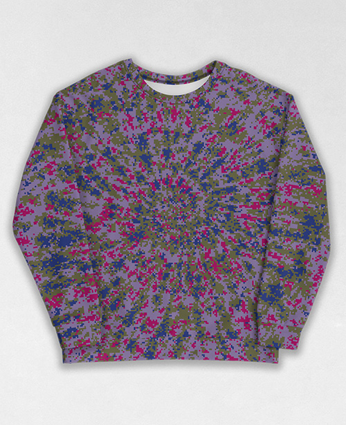 Tie-Dye-Camo Sweatshirt #1406. All over print, precision-cut, and hand-sewn. Super comfortable poly-cotton blend original Digital Camouflage designs by Dan Ellis vague.paris