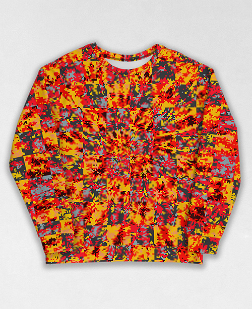 Tie-Dye-Camo Sweatshirt #1407. All over print, precision-cut, and hand-sewn. Super comfortable poly-cotton blend original Digital Camouflage designs by Dan Ellis vague.paris