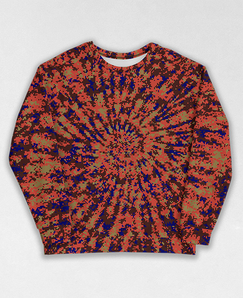 Tie-Dye-Camo Sweatshirt #1411. All over print, precision-cut, and hand-sewn. Super comfortable poly-cotton blend original Digital Camouflage designs by Dan Ellis vague.paris